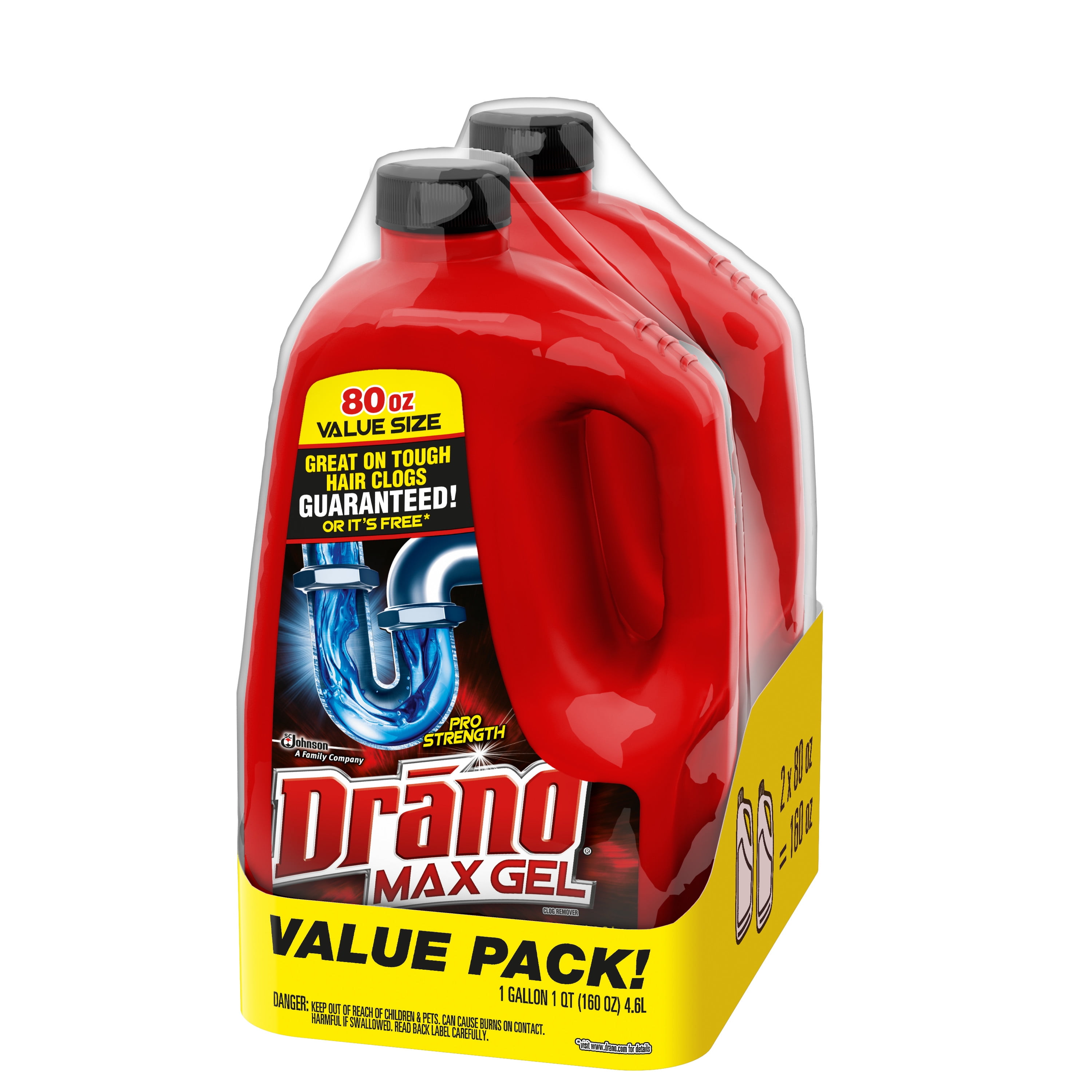 Draino Max Gel Kit: Professional Strength Drano Drain Clog Liquid Remover  Cleaner, Works On Hair And More In The Bathtub, Sink, Shower & HeroFiber  Rubber Protection Gloves.