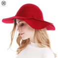 thumbnail image 5 of Women's Wide Brim Wool Ribbon Band Floppy Hat Vintage Wool Winter Hat Felt Fedora Floopy Beach Sun Cap Red, 5 of 7