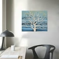 thumbnail image 4 of JEUXUS  Abstract Tree Canvas Wall Art Teal Tree Landscape Vintage Still Life Picture Artwork for Modern Home Kitchen Bedroom Decor Ready to Hang, 4 of 5