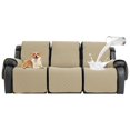 thumbnail image 1 of 100% Waterproof 3 Seater Recliner Sofa Covers, Anti-Slip Recliner Sofa Covers with Pockets, Elastic Straps, Washable Reclining Sofa Protector for Kids, Pets, Dogs, Khaki, 1 of 8
