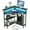 Black Plus, variant on STIKELY Corner Desk with Outlets & USB Ports, 90 Degree Triangle Corner Table with CPU Stand & Storage Shelves for Small Space, Computer Table with Charging Station for Home Office Bedroom (Black)