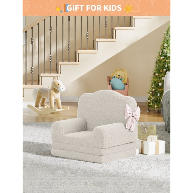 QinaQin Sofá infantil 2 en 1 convertible para toddler, se transforma en sillón lounge cómodo y práctico, ideal para cuarto de juegos, lectura, descanso diario y uso en espacios pequeños