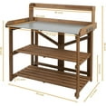 thumbnail image 2 of Gowoodhut Garden Potting Bench with Metal Tabletop,Outdoor Potting Table Workstation Benches with Drawer/Storage Shelf, 2 of 5
