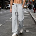thumbnail image 2 of Bxsruta Mens Loose Fit Joggers Drawstring Waist Athletic Pants Casual Streetwear Wide Leg Trousers, 2 of 8