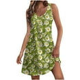 thumbnail image 2 of Dresses! Xqxayjr Summer Mini T Shirt Sundress for Womens Floral Print Vintage Flowy Swing Plus Size Holiday Vacation Dress V Neck A-Line Sleeveless Trendy Beach Party Dresses, 2 of 7