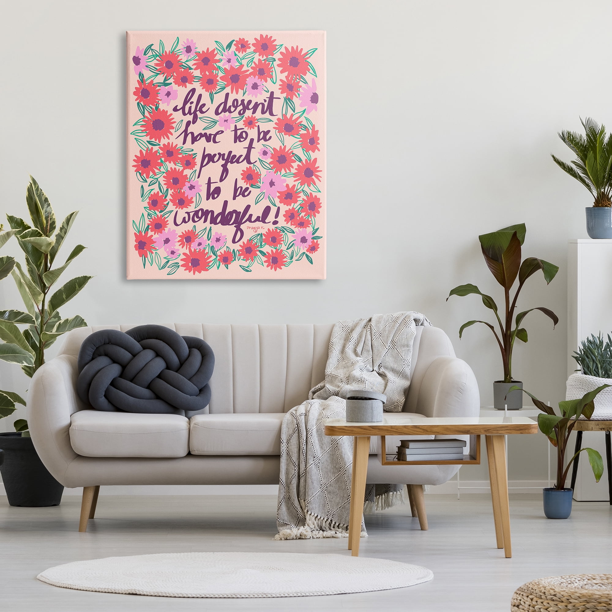 Stupell Industries Uplifting Floral Phrase Botanical & Floral Painting Gallery Wrapped Canvas Art Print Wall Art, 36 x 48
