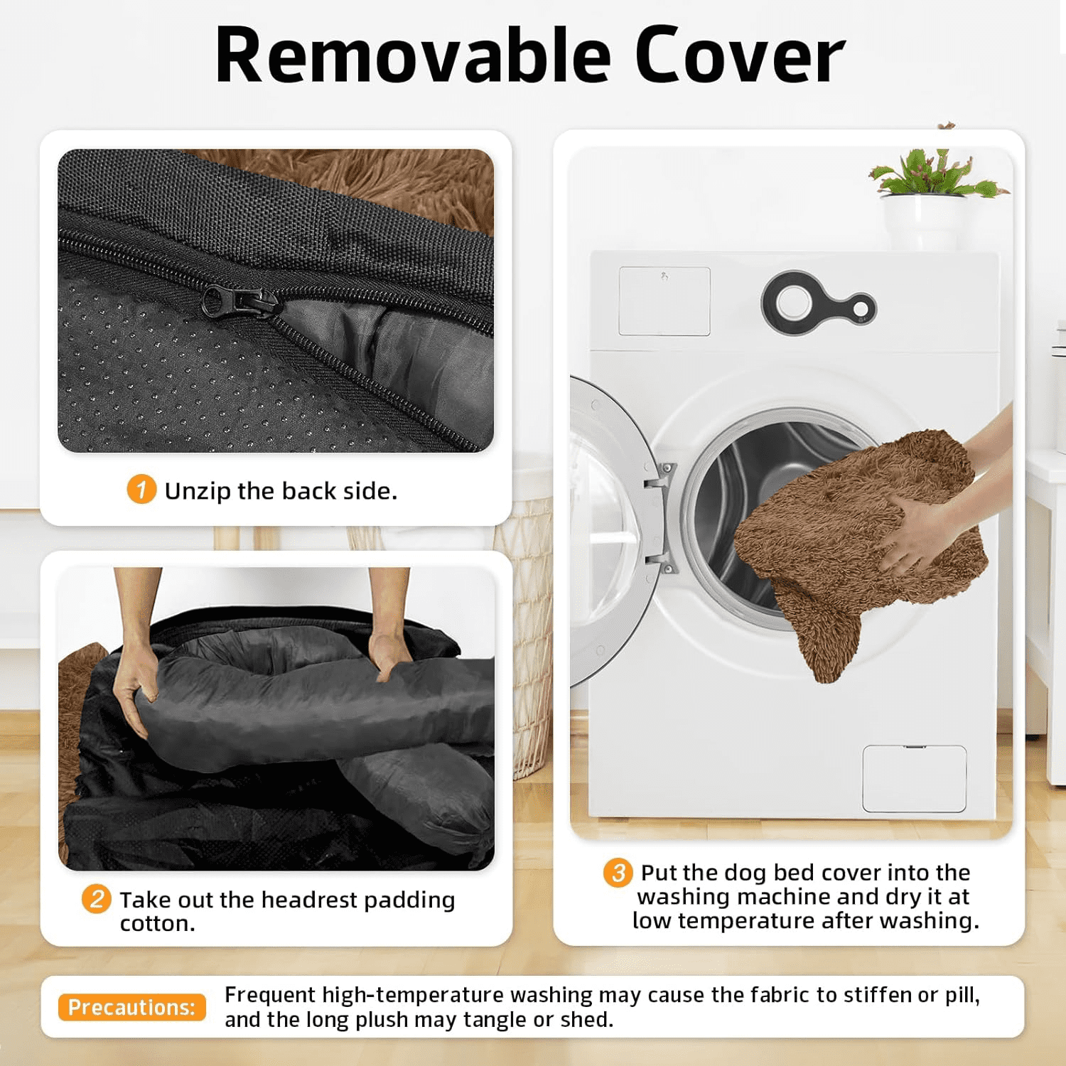 Dog Bed Fluffy Plush Dog Mat for Furniture Protector with Removable Washable Cover for Large Medium Small Dogs and Cats (Large, Brown)