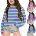 thumbnail image 4 of Meitianfacai Little and Big Girls Sweatshirt Crewneck Pullovers Tops Casual Drop Shoulder Hoodie 2024 Fall Clothes Fleece Loose Long Sleeve Sweater, Girls Pink Sweatshirt Size 2-3 Years, 4 of 4