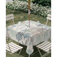 thumbnail image 2 of Outdoor Tablecloth with Umbrella Hole, Aqua Teal Coastal Waterproof Outdoor Table Cover, Summer Beach Starfish Coral Nautical Rustic Patio Tablecloths for Party/Garden/Picnic, Square 54"x54", 2 of 9