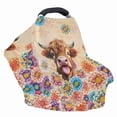 thumbnail image 4 of Renewold Highland Cow Boho Floral Yellow Stretchy Nursing Scarf Car Seat Canopy Baby Car Seat Cover, Baby Breastfeeding Stroller High Chair Shopping Cart Cover for Boys Girls, 4 of 7