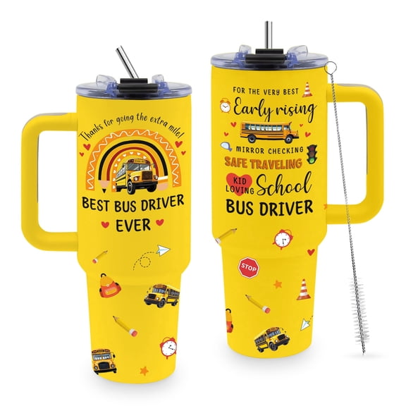 JOPJOLIW School Bus Driver Gifts Cups for Men, 40oz SchoolBus Driver Tumbler, Back to School Thank You Gifts for Buses Drivers, Birthday, Appreciation Retirement Gift for SchoolBus Driver