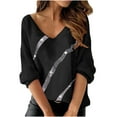 thumbnail image 2 of Mikilon Blouse à Manches Longues Imprimée pour Femmes, Col en V, Tunique Pull, 2 of 5