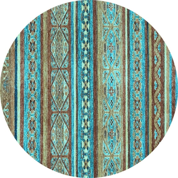 Ahgly Company Indoor Round Abstract Light Blue Modern Area Rugs, 3' Round