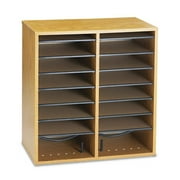 Safco Wood/Laminate Literature/CD Sorter, 16 Compartments, 19.5 x 11.75 x 21, Medium Oak (9422MO)