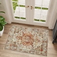 thumbnail image 2 of Entryway Rug - 2''x3'' Boho Soft Low Pile Washable Area Rug, Non-Slip Small Rugs Indoor for Front Door Entrance Kitchen Bathroom, Vintage Carpet Stain Resistance (Dark Green, 2x3ft), 2 of 6