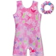 thumbnail image 1 of Leotards for Girls Gymnastics with Shorts Butterfly Dance Unitards Biketards Hotpink 3-10 Years, 1 of 7