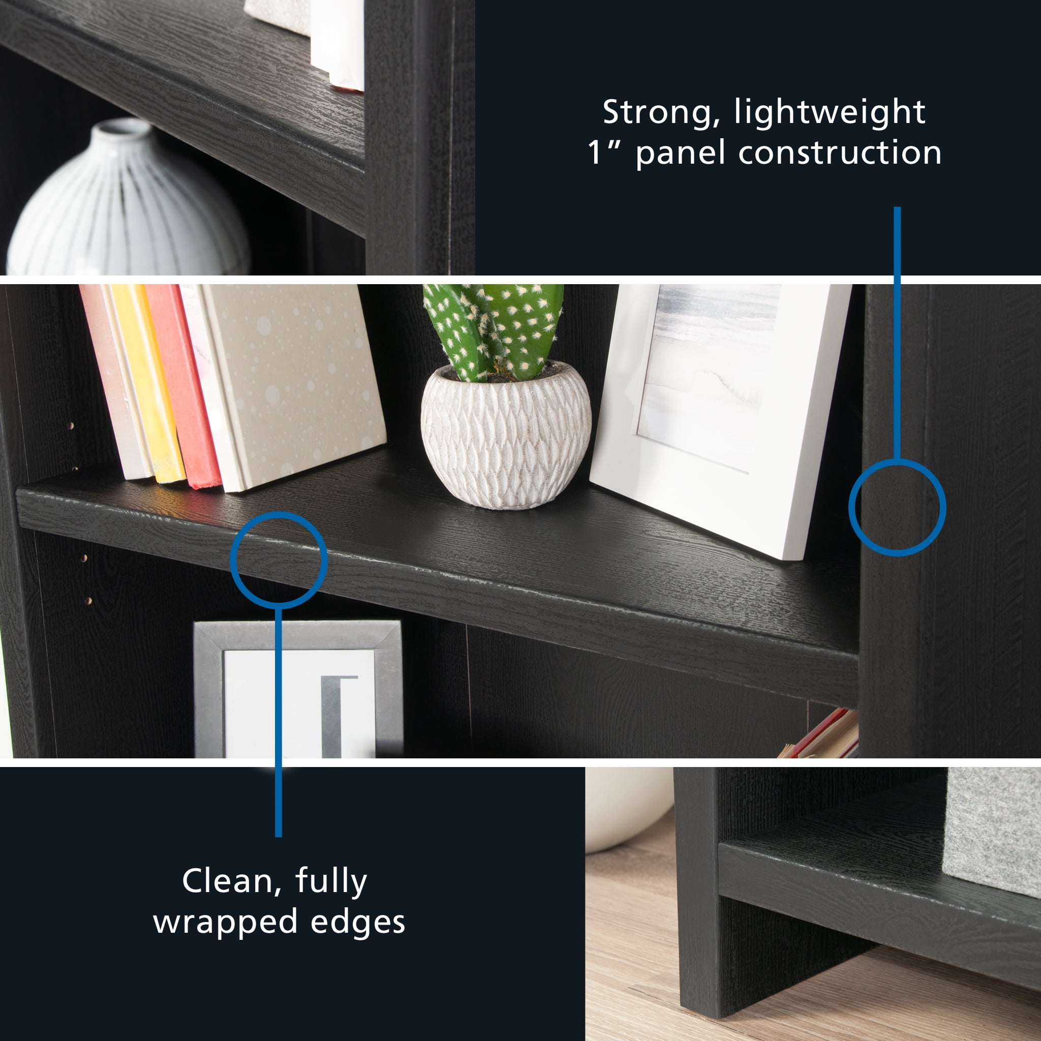 Mainstays Westley 5 Shelf Bookcase, Black Finish