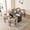 Black Table, variant on 71" Large Dining Table Set for 4, Rounded Corners Farmhouse Modern Rectangle Wood Kitchen Table with 4 Khaki Chenille Upholstered Armchairs for Living Room Apartment Waiting Room