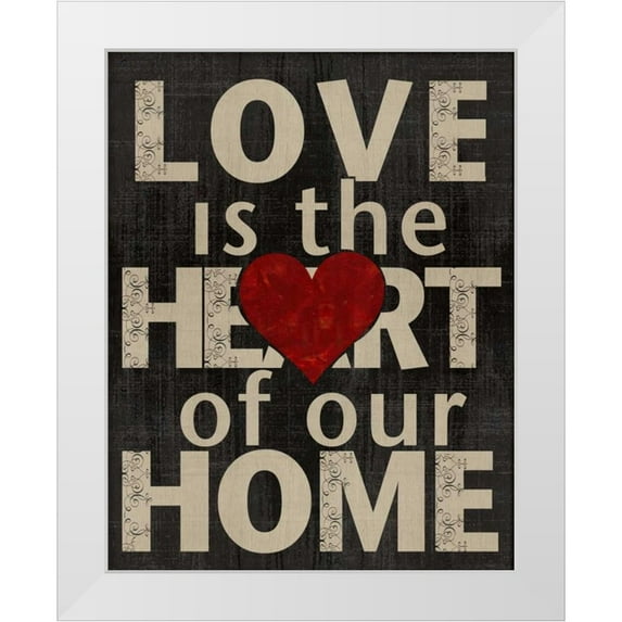 Wolk, Lisa 12x14 White Modern Wood Framed Museum Art Print Titled - Love is the Heart of Our Home