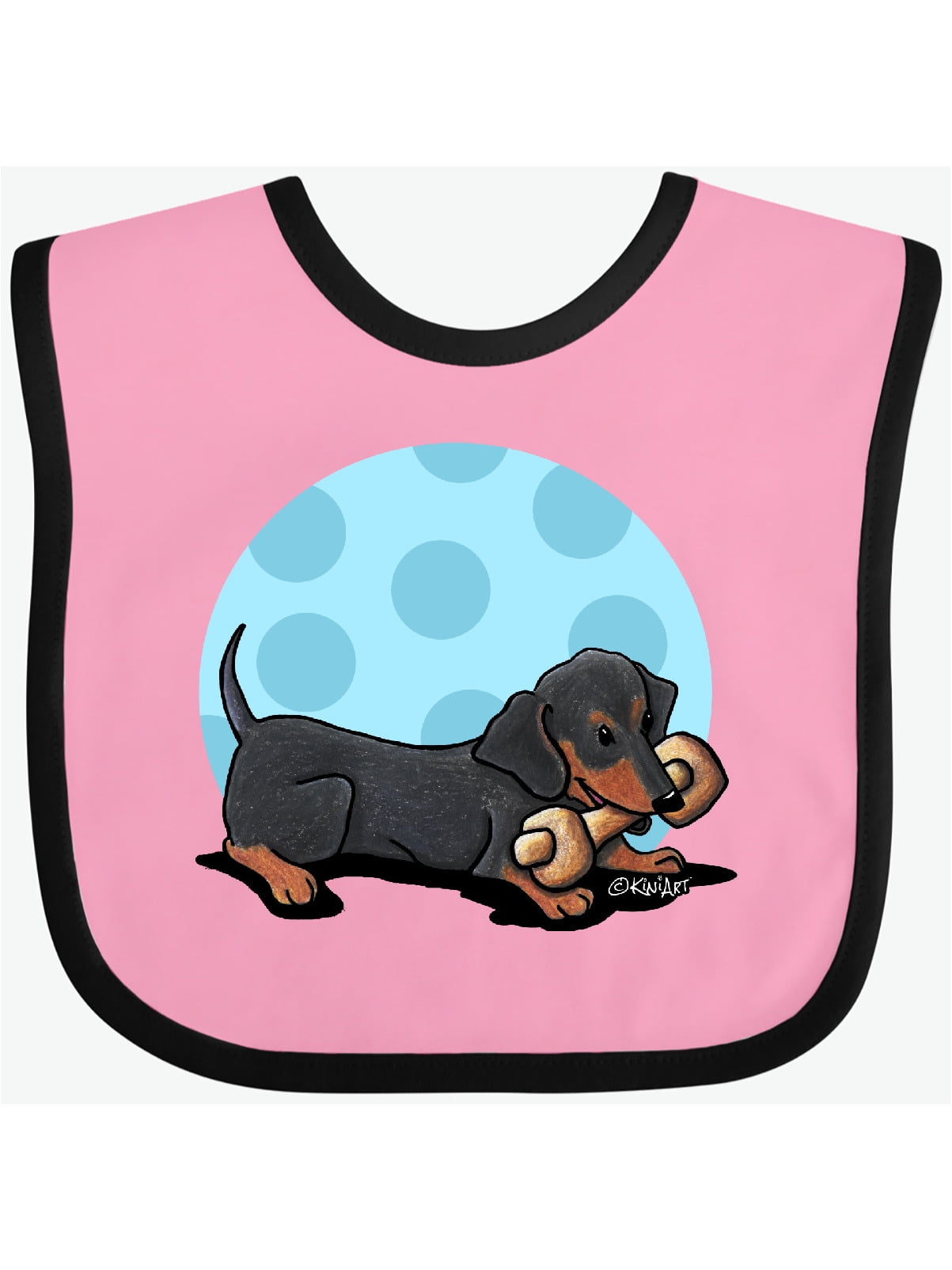 Wiener dog (Dachshund) with Bone Baby Bib KiniArt