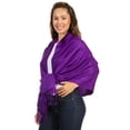 thumbnail image 3 of Sakkas 70" x 28" Paisley Self-Design Pashmina Shawl / Wrap / Stole - Dark Purple - One Size, 3 of 4