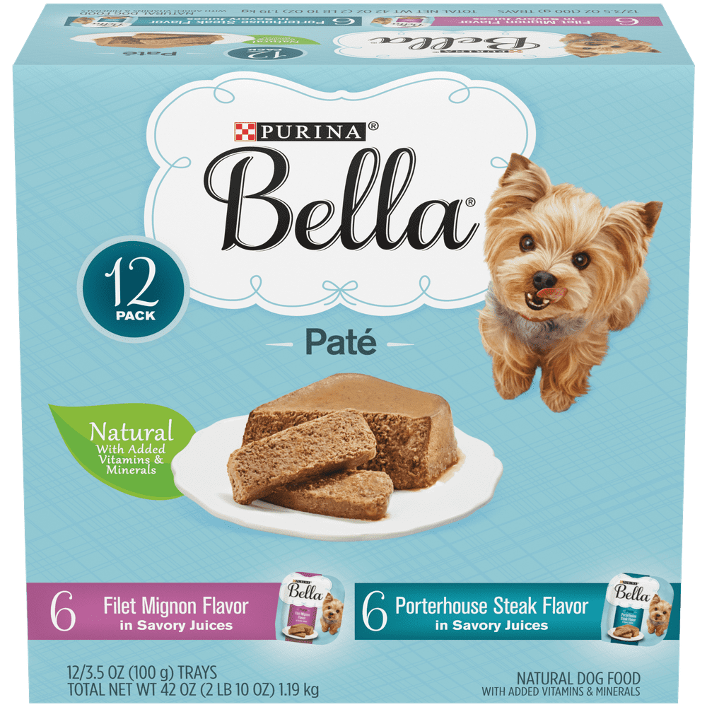 (12 Pack) Purina Bella Natural Small Breed Pate Wet Dog Food Variety Pack, Filet Mignon