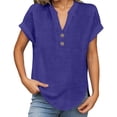 thumbnail image 3 of Womens Spring Short Sleeve T Shirts Fashion Tees V-Neck Summer Solid Color Loose Fit Tops, 3 of 5