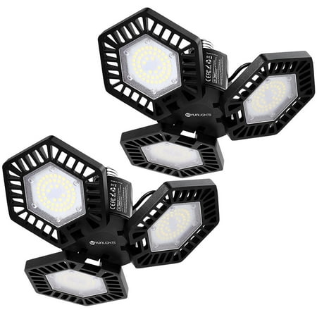 

HOMEMAXS YUNLIGHTS 2pcs 60W Foldable LED Garage Light Adjust Angle Shop Light Flooding Lamp Illumination Device with EU Plug