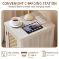 thumbnail image 4 of Leyaoyao Rattan Nightstand for Bedroom, Bedside Table with Charging Station & Woven Cane Door, Farmhouse Night Stand for Living Room, Grey White, 4 of 7
