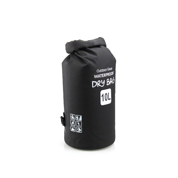 Advancent Bolsa seca impermeable de PVC, portátil, de un solo hombro, 10L, plegable, ajustable, para acampar, canotaje, kayak, canoa, paquete de Mochilas de mochilero Negro