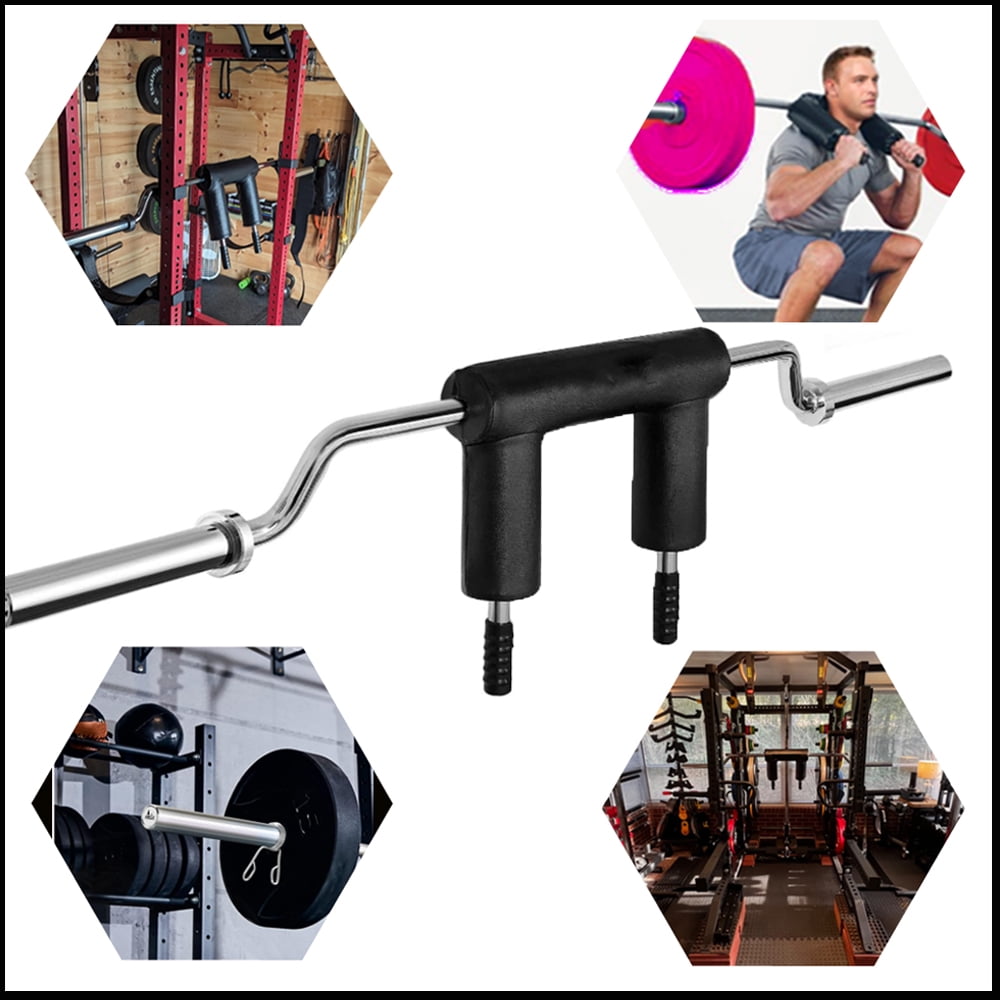 Safety Squat Bar 700LB,Steel Fitness Squat Olympic Bar with 2 xBarbell Clips,Neck & Shoulder Pad,,Strength Training Bars Fits 2" Olympic Plates( Without Weights )