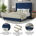 thumbnail image 6 of Emma + Oliver Navy Velvet Upholstered Full Platform Bed with Vertical Channel Stitch Detail and Engineered Wood Frame - No Box Spring Required, 6 of 12