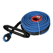 Astra Depot Blue 95ft x 3/8" 22000 lb Synthetic Winch Rope w/ Full Protective Sleeve + 10" Black CNC Aluminum Hawse Fairlead for Jeep SUV ATV UTV Truck