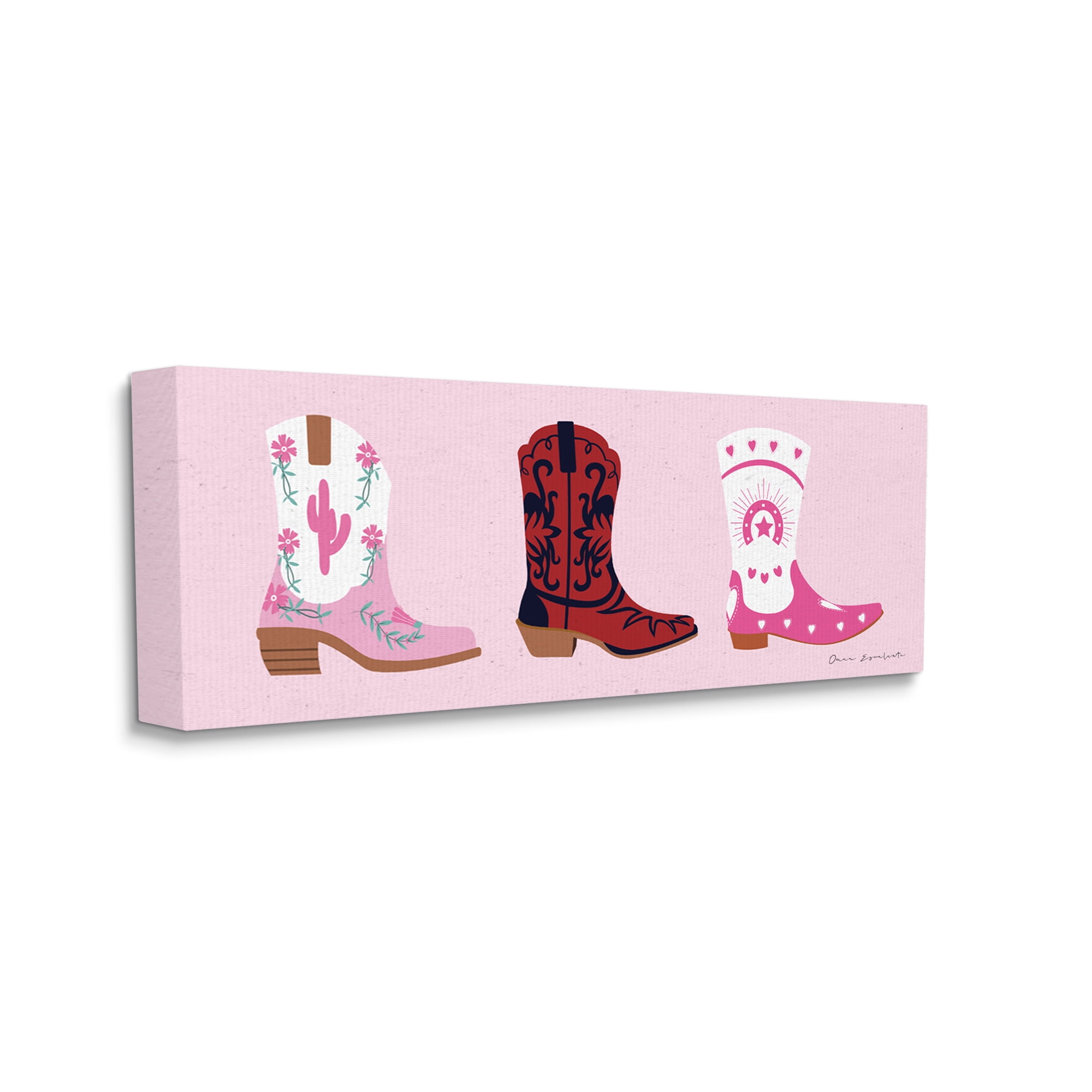 Stupell Industries Various Cowgirl Boots Beauty & Fashion Painting Gallery Wrapped Canvas Art Print Wall Art, 48 x 20