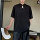 thumbnail image 2 of INCERUN Tops 2024 estilo coreano para hombre, camiseta con decoración de borlas y hebilla, camiseta informal de verano para hombre, cuello alto, manga corta, camiseta S-5XL, 2 of 5