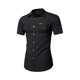 thumbnail image 1 of Camisa Elvqul Hombre Liso Economicas Negro Manga Corta con Solapa Deportivas, 1 of 8