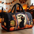thumbnail image 4 of Halloween Tote Gift Bags, Puff Stitching Quilted Halloween Print Tote Bag, Portable Travel Shoulder Handbag, 4 of 6