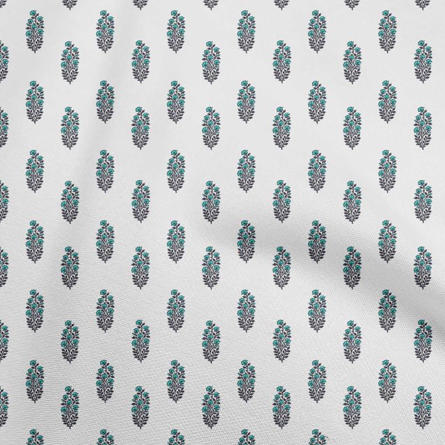 oneOone Velvet Turquoise Green Fabric Asian Floral Block Sewing Material Print Fabric By The Yard 58 Inch Wide