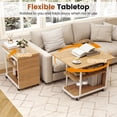 thumbnail image 5 of Giantex Sofa Side Table, Mobile End Table, Rolling Bedside Table w/Metal Frame, Natural, 5 of 6