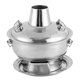 2L Chinese Copper Hot Pot Old Beijing Cookware Stainless Steel Charcoal  Camping 