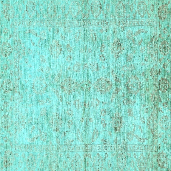Ahgly Company Indoor Square Oriental Light Blue Traditional Area Rugs, 7' Square