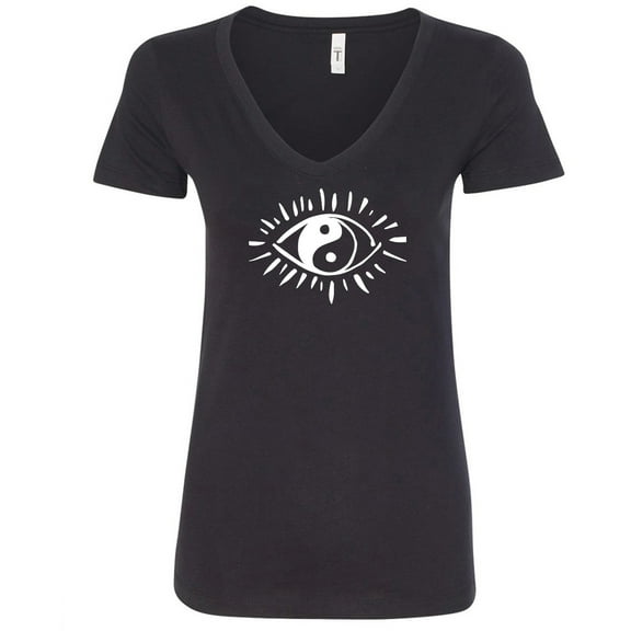 Evil Eye Yin Yang Womens V-Neck Tee