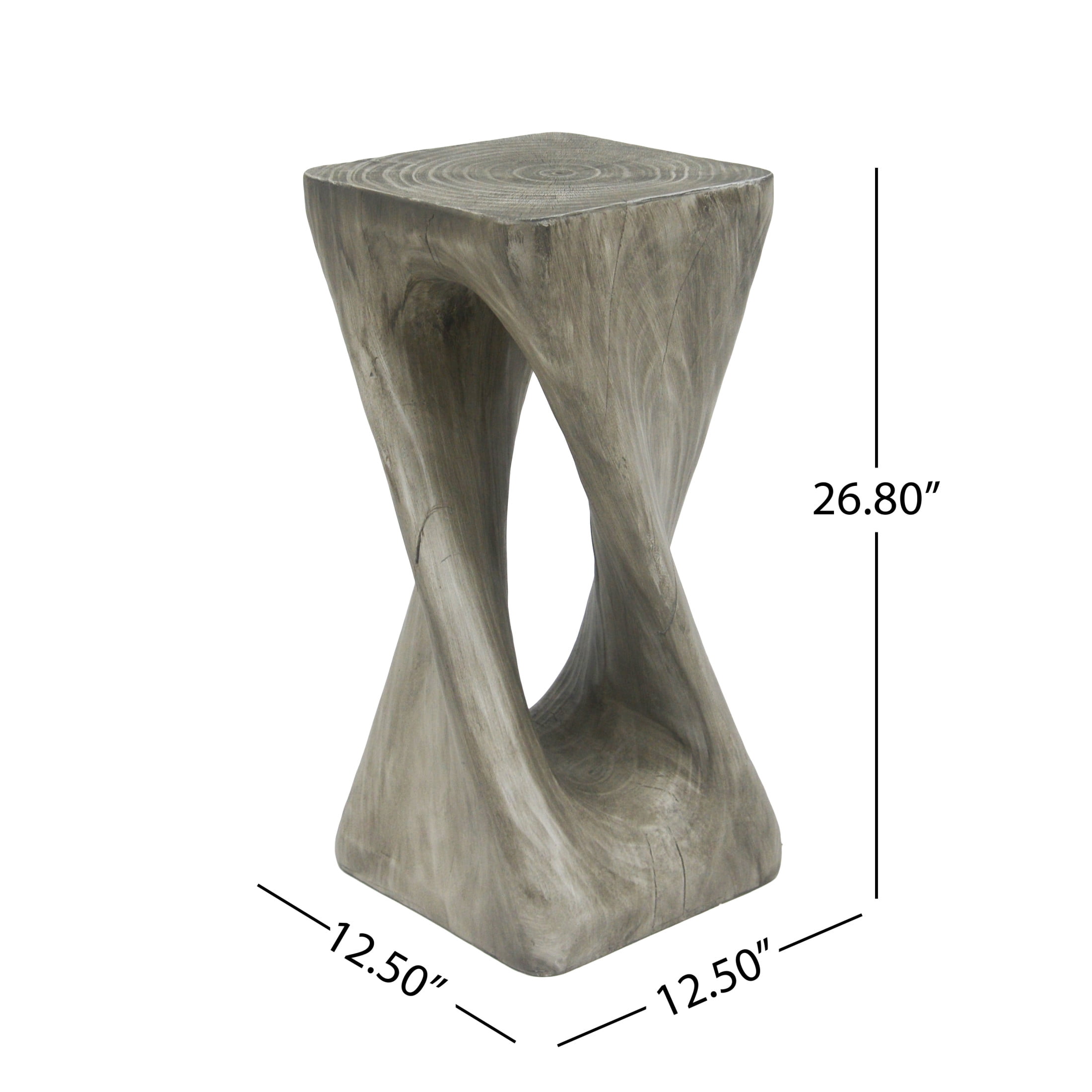 Christopher Knight Home 26.8" Natural Wood Twist Shape Design MGO Outdoor Side Table, Gray