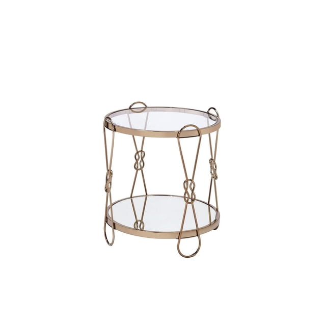 ACME Zekera End Table in Champagne & Mirrored
