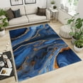 thumbnail image 3 of Marble Blue Rug 3x5ft, Vintage Gilded Abstract Rug for Entryway, Floor Rugs Machine Washable Breathable Soft Non-Slip Rug for Family Bedside Bedroom Floor Mat, 3 of 7