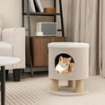 thumbnail image 5 of Costway 3-IN-1 Cat Condo Stool Kitty Bed with Scratching Posts & Plush Ball Toy Beige, 5 of 10