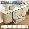 thumbnail image 3 of Fluted Sideboard Buffet Cabinet, 59" Large Multi-Purpose Credenza with 6 Drawers & 2 Sliding Doors for Kitchen, Living Room & Entryway, Oak Storage Console, 3 of 6