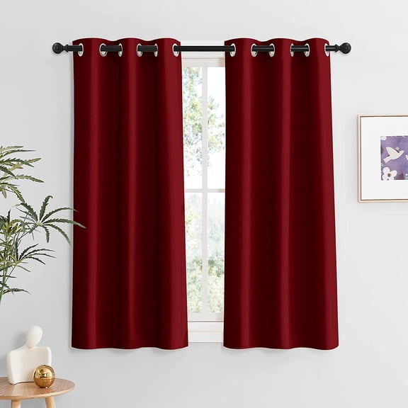 LKYUHGS-Closet Curtains 54 inches, Room Darkening Curtain Drapes with Rustproof Eyelet Privcay Shades Holiday Window Treatment for Studio Dorm Basement, W37 x L54 inches, Red, 2 Panels
