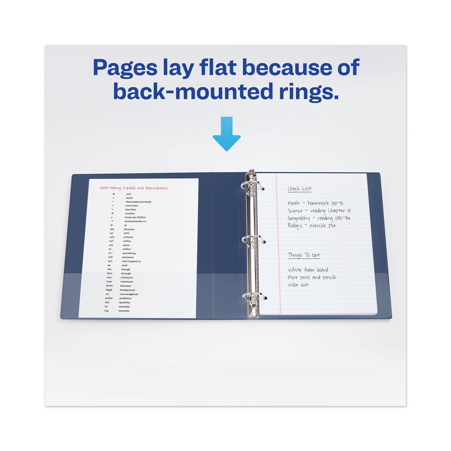 Avery Heavy-Duty View Binder with Durahinge and One Touch Ezd Rings, 2" Capacity, 11" x 8.5", Navy Blue