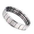 thumbnail image 4 of Pulsera de terapia magnética Nikou salud aleación doble fila moda reducir tensión Plata, 4 of 12